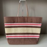 TOP MIU MIU Raffia-effect woven tote bag 5BG228