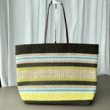 TOP MIU MIU Raffia-effect woven tote bag 5BG228