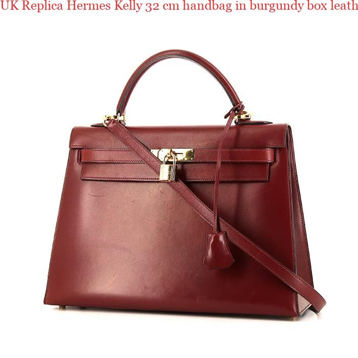 UK Replica Hermes Kelly 32 cm handbag in burgundy box leather – Hermes Belt Replica AAA, Hermes ...