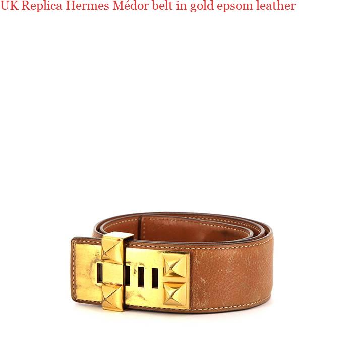 UK Replica Hermes Médor belt in gold 